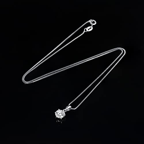 JewelryPalace Round 1ct 2ct 3ct Cubic Zirconia Solitaire Pendant Necklace for Women, 925 Sterling Silver 14k White Gold Plated Necklaces for Her, Classic Simulated Diamond Jewelry Set, 18 Inches chain - color: A-1ct-CZ-Sterling Silver