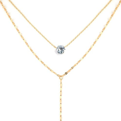 Necklace for Women, Dainty Long 14K Gold Y-Shaped Necklace Jewelry Trendy Beaded Layered Chain Drop Necklaces Jewelry Women Gifts - style: Flash Diamond-23