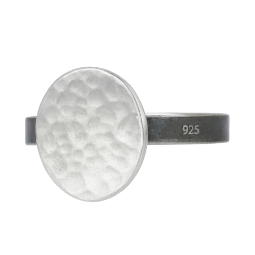 Circle Ring Hammered Disc Ring 925 Sterling Silver Handmade Statement Ring for Women Textured Modern Silver Band Bold Artistic Jewelry Everyday Ring Gift for Her
