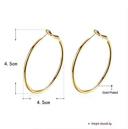 Gold Hoop Earrings,18K Gold Plated Rounded Hoops Earrings for Women - color: Gold-Rounded-1.8"