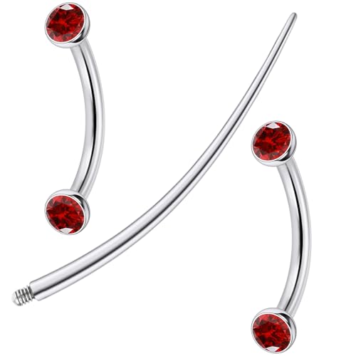 F136 Titanium 16g 6/8/10mm Eyebrow/Rook/Snug/Vertical-Labret/VCH/Snake-Eyes/Anti-Tragus/Christina/Daith/Belly-Button/Bridge/Hood/Surface Curved Barbell Piercing Jewelry for Women Men - color: Red, size: 10 mm (3/8 in)