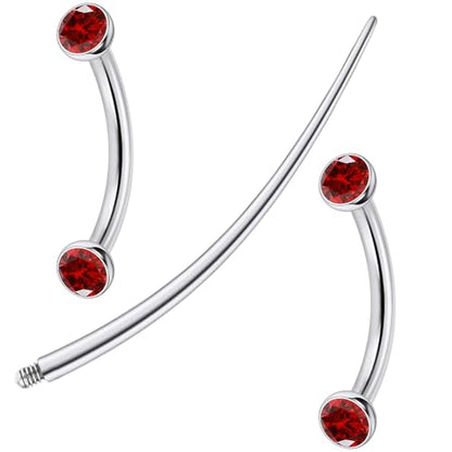 F136 Titanium 16g 6/8/10mm Eyebrow/Rook/Snug/Vertical-Labret/VCH/Snake-Eyes/Anti-Tragus/Christina/Daith/Belly-Button/Bridge/Hood/Surface Curved Barbell Piercing Jewelry for Women Men - color: Red, size: 10 mm (3/8 in)