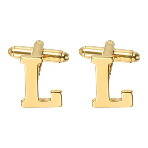 PATIKIL Initial Cufflinks, Classic Alphabet Stainless Steel Men Cuff Links 26 Letters A-Z with Box for Men Father Husband Weddings Gift Business Birthday - style: Letter l
