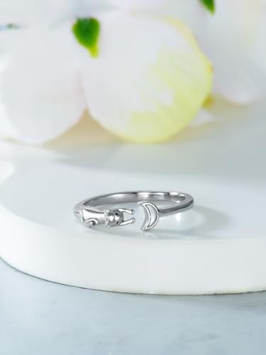 Dragonfly Toe Ring for Women 925 Sterling Silver Dragonfly/Butterfly/Cat/Paw Toe Rings Adjustable Open Ring for Women Christmas Jewelry Gift - color: Cat