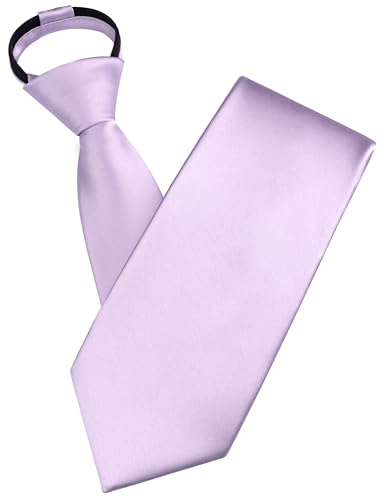 Branduce 3.15"（8cm） Mens Solid Satin Tie Pre-tied Adjustable Zipper Necktie for Business and Wedding - color: Lavender