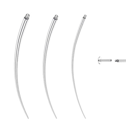 Piercing Ball Grabber Tool, 14-20G Taper for Changing Jewelry | Surgical Steel Flat Back Earrings Threader Tool Insertion Pin, Body Piercing Kit for Ear Rook Conch Nose Lip Jewelry Removal - style: Curved External Thread(14G 16G 18G)