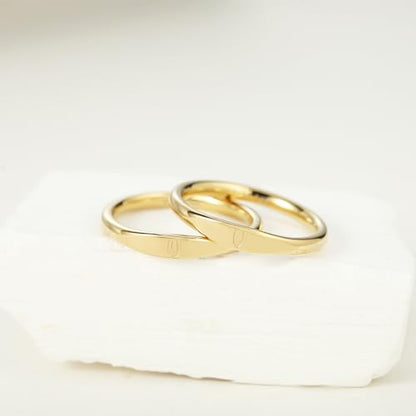 Gold Initial Rings for Women Non Tarnish Thumb Rings for Teen Girls 14K Gold plated for Women - color: V