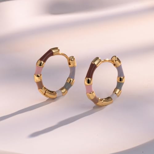 Milan Chiva 14K Gold Plated Small Huggie Dangle Earrings | Lightweight Trendy Heart Dainty Jewelry Hypoallergenic Chunky Gold Hoops Earrings Jewelry Mothers Day Gift for Women - color: E-Gold