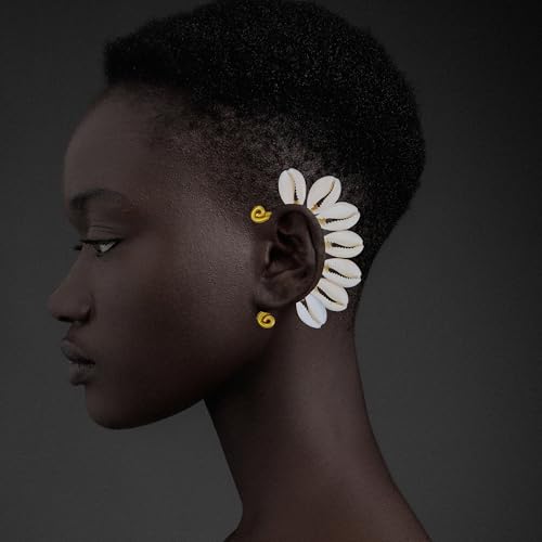 Wellike Gold Ear Cuffs For Women Non Piercing Single Clip On Earrings 18k Gold/Silver Plated Handmade Cuff Earrings Hypoallergenic Waterdrop Cowrie Shell Jewelry - color: KKWE098-G