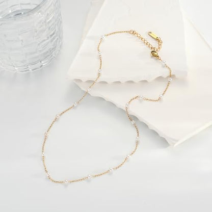 Gold Cross Women's Necklace 18K Gold Plated Stainless Steel Handmade Pearl Necklace Gold Paperclip Necklace, Fashion Jewelry Gifts - style: Modern