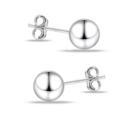 Charmsy 925 Sterling Silver Ball Post Stud Earrings for Women | Round Hammered Lightweight Disco Classic Ball Stud Earring for Women Teen | Sizes 3mm-11mm - style: 4mm-Classic