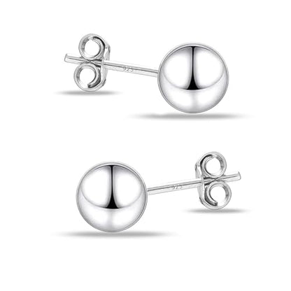 Charmsy 925 Sterling Silver Ball Post Stud Earrings for Women | Round Hammered Lightweight Disco Classic Ball Stud Earring for Women Teen | Sizes 3mm-11mm - style: 4mm-Classic