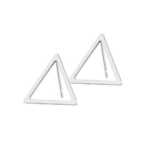 3 Pairs Geometric Hexagon Triangle Stud Earrings Minimalism Small Round Circle Ear Studs Earing for Women Jewelry Gift - color: Silver