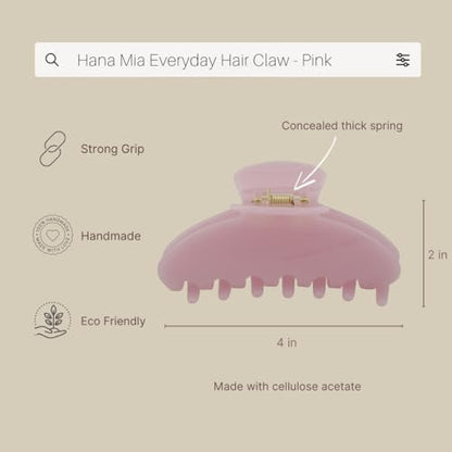 Luxury Pink Claw Clip for Women | Our Large 4 Inch Hair Clip Creates Beautiful Half Ups, Secure Updos & Chic Every Day Styles | Premium Acetate Claw with Secure Hold & Snag Free Teeth for Easy Styling - color: Pink