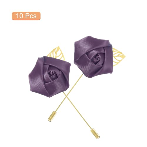 MECCANIXITY Groom Boutonnieres Rose Boutonnieres Pins for Wedding - color: Purple