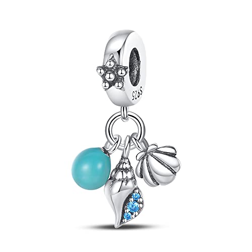 Pandach 925 Sterling Silver Charms for Bracelets and Necklaces Travel Round The World Beads Charms Relaxation Dangle Pendant,Jewelry Beads Gifts for Women - style: Glow in the Dark Conch Charm