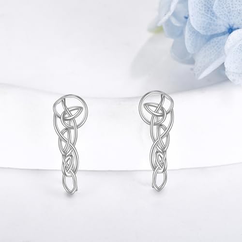 Ear Climbers Earrings for Women Sterling Silver Vintage Ear Crawler Earrings Jewelry Gifts for Women - style: Celtic Knot