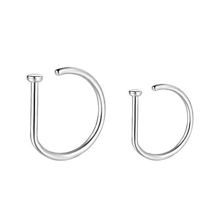 VOJO G23 Titanium 20G Nose Rings Hoops L Shaped Screw Nose Studs Diamond Small Piercing Jewelry for Women Men - color: D Nose Hoop Silver,20G 8mm+10mm
