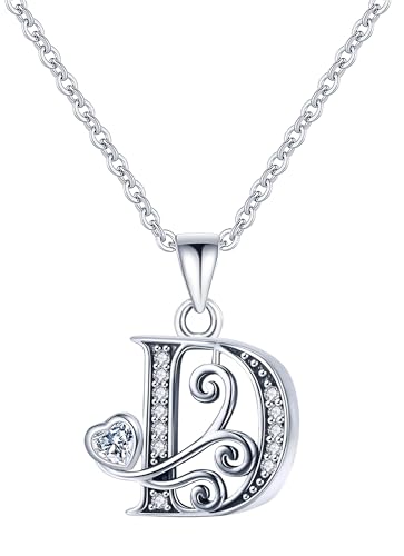S925 Sterling Silver Initial Letter Necklaces for Women Dainty Letter Chain Necklace for Women Personalized Jewelry Gifts - style: D