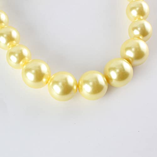 Large Style Big Imitate Pearl Strand Choker Necklace With Earrings Set - color: yellow