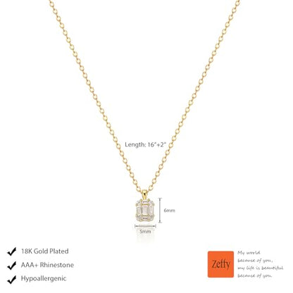 Zeffy Diamond Necklaces for Women, Dainty Gold Necklace 18k Gold Plated Layered Necklaces Simple Gold CZ Diamond Pendant Necklaces for Women Trendy Jewelry Gifts for Girls - color: Gold Solitaire Diamond Necklaces