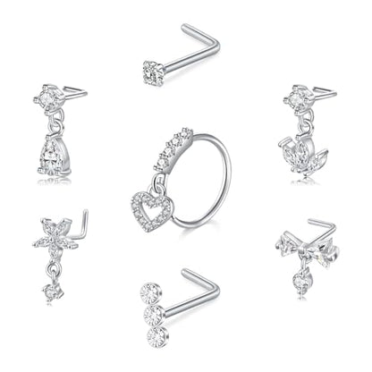 Briana Williams 18G 20G Nose Rings for Women Nose Piercings Nose Rings Hoops Nose Studs Surgical Steel Nose Ring Silver Gold Nose Piercing Jewelry - color: D1 -18g, silver