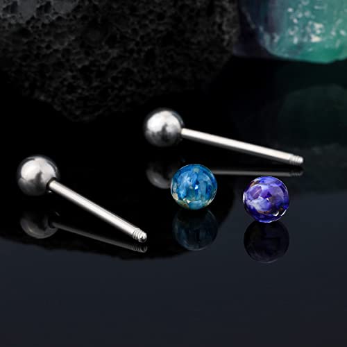 2pcs G23 Solid Titanium Tongue Rings for Women Flower Acrylic Tongue Ring 14g Tongue Barbells Cute Tongue Piercing Jewlery