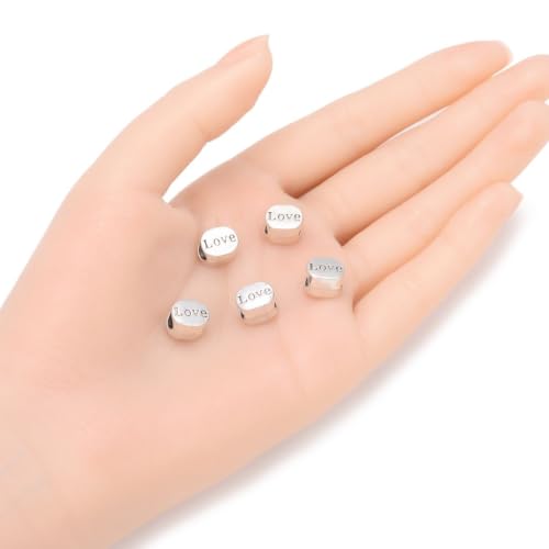 40pcs Love Beads Large Hole Beads (4.5mm Hole) Antique Silver - size: Love Bead