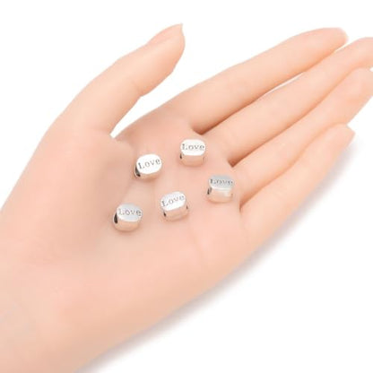 40pcs Love Beads Large Hole Beads (4.5mm Hole) Antique Silver - size: Love Bead