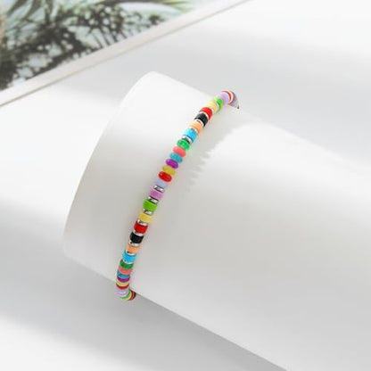 XIJIN Natural Stone Beaded Anklets for Women Handmade Beach Boho Turquoise Beads Ankle Bracelet Jewelry Gift for Her - color: Silver-A