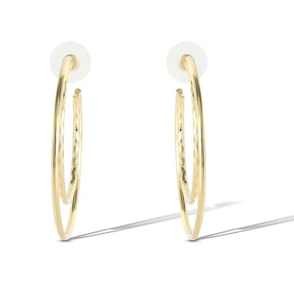 Jessica Simpson Womens Hoop Earrings - Silver-Tone or Gold-Tone Hoop | Earrings for Women - color: Gold Double Hoops