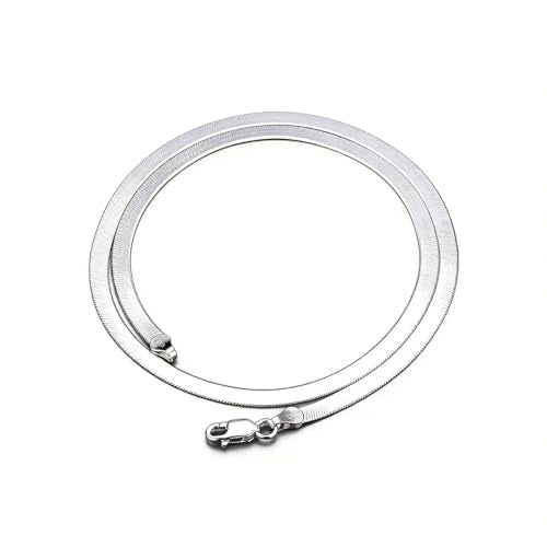 Minimalist 4MM Snake Bone Chain Necklace - 925 Sterling Silver Herringbone Flat Magic Chain for Men Women - Short Collarbone Blade Chain 20 Inches - size: 20 inches