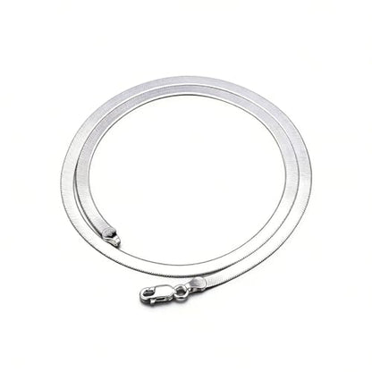 Minimalist 4MM Snake Bone Chain Necklace - 925 Sterling Silver Herringbone Flat Magic Chain for Men Women - Short Collarbone Blade Chain 20 Inches - size: 20 inches