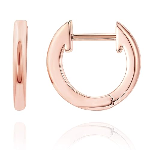 PAVOI Small Gold Hoop Earrings for Women - 14K Gold Plated Huggie Earring | Hypoallergenic Earring Set - Dainty Huggie Hoops with 925 Sterling Silver Posts - Cartilage Hoop Earrings - color: 18K Rose Gold Vermeil