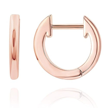 PAVOI Small Gold Hoop Earrings for Women - 14K Gold Plated Huggie Earring | Hypoallergenic Earring Set - Dainty Huggie Hoops with 925 Sterling Silver Posts - Cartilage Hoop Earrings - color: 18K Rose Gold Vermeil