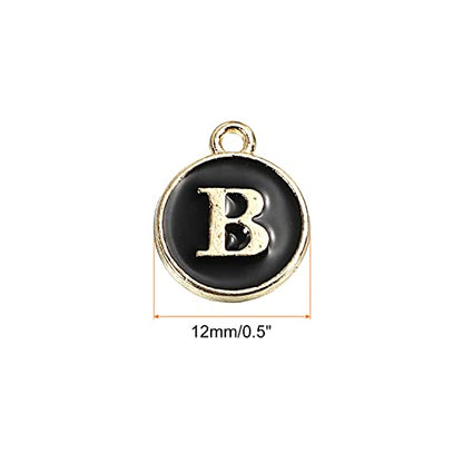 MECCANIXITY Alphabet Letter Charm Double Sided Alphabet Pendant, for Earring Jewelry Making - style: B
