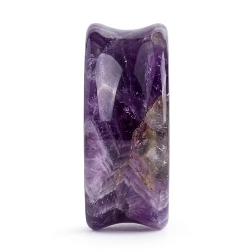 Hollow Tunnels Purple Amethyst Organic Stone Ear Plugs Gauges Sold in Pairs - style: 12MM-1/2 INCH