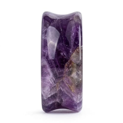 Hollow Tunnels Purple Amethyst Organic Stone Ear Plugs Gauges Sold in Pairs - style: 12MM-1/2 INCH