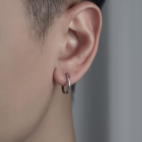 Gold Clip On Spring Hoop Earrings for Women - 14K Chunky Non Pierced Earring Plated Hoops Drop Dangle Earrings No Piercing Jewelry - color: Silver
