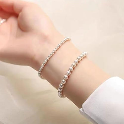Pearl Bracelets for Women Dainty Gold Pearl Stretch Stackable Bracelet Bridesmaid Wedding Jewelry Gifts Prom Wedding Guest Dress - color: C:White Pearl Bracelet