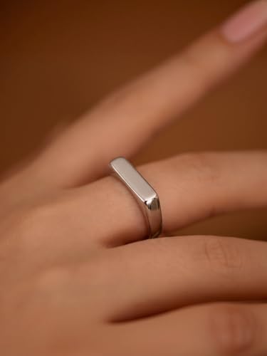 Stainless Steel Square Shape Signet Style Classical Simple Plain Wedding Engagement Statement Ring