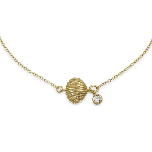 Bling Jewelry Nautical CZ Seashell Anklet Charm Ankle Bracelet Gold Plated .925 Sterling Silver Adjustable