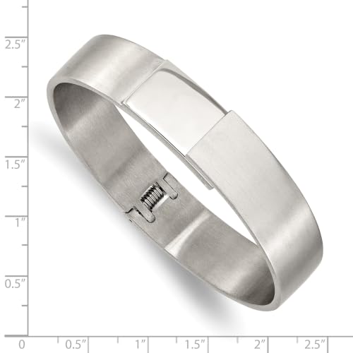 Chisel Brushed & Polished Hinged Bangle in Stainless Steel, 13mm