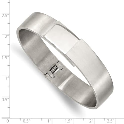 Chisel Brushed & Polished Hinged Bangle in Stainless Steel, 13mm