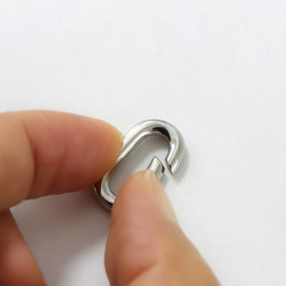 1Pc Oval Spring Clasps Clips Connector Rings for Keychain DIY Crafts (Silver-H) - color: Silver-H