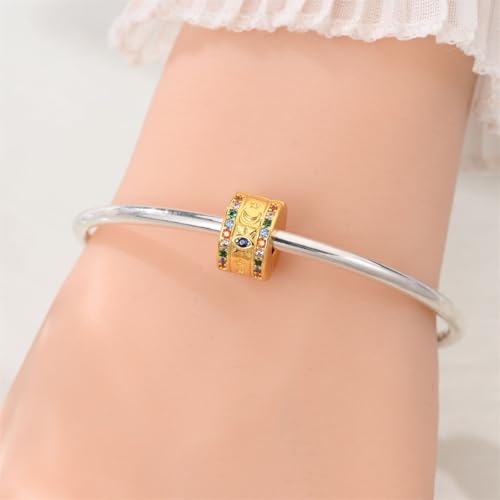 Gold Clip Stopper Charms for Pandora Bracelets Spacers Bead Charms Packs Jewelry Gift for Women - color: Goldden Eyes