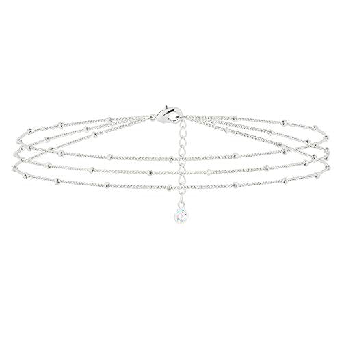 MEVECCO Dainty Chain Bracelets for Women, Layered and Charm Styles | 14K Gold Plated Brass, Select Cubic Zirconia Accents, Single and Multi-Row Structures for Refined Everyday Wristwear - style: 3 Layer Satellite Chain Sliver