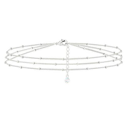 MEVECCO Dainty Chain Bracelets for Women, Layered and Charm Styles | 14K Gold Plated Brass, Select Cubic Zirconia Accents, Single and Multi-Row Structures for Refined Everyday Wristwear - style: 3 Layer Satellite Chain Sliver