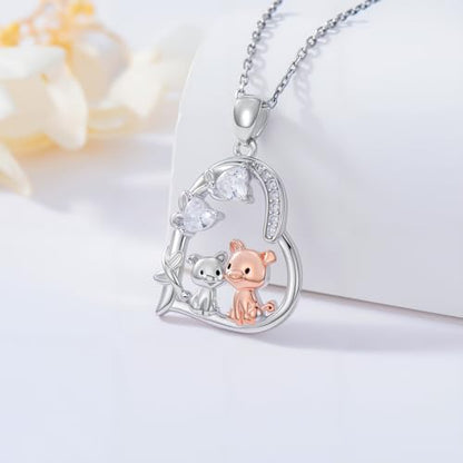 Heart Animal Necklace 925 Sterling Silver Cute Animal Pendant Jewelry Birthday Gifts for Women Girlfriend Mom Animal Lovers - style: 4-2 Pig