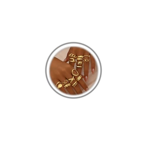 Trendy Knuckle Rings Set for Women Dainty Stackable Joint Finger Midi Rings Pack Adjustable Dome Twist Hollow Chunky Rings Statement Jewelry Mixed Size - style: D-Gold-16Pcs
